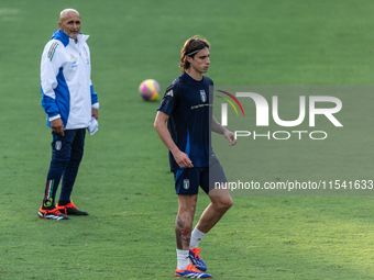 Riccardo Calafiori attends the Italian National Team training camp at Centro Tecnico Federale in Coverciano, Florence, Italy. (