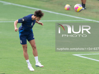 Mateo Retegui attends the Italian National Team training camp at Centro Tecnico Federale in Coverciano, Florence, Italy. (