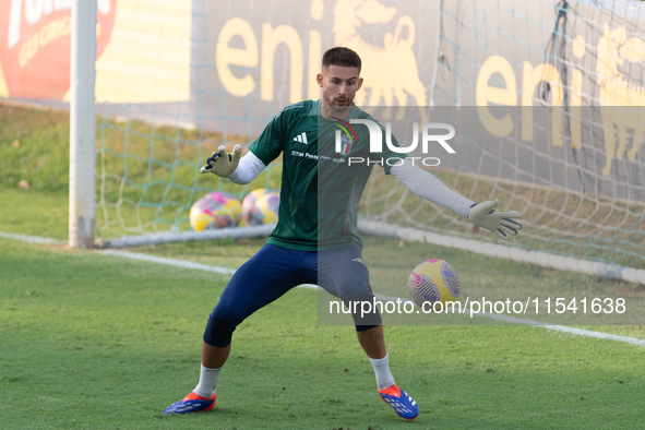 Guglielmo Vicario attends the Italian National Team training camp at Centro Tecnico Federale in Coverciano, Florence, Italy. 