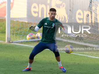 Guglielmo Vicario attends the Italian National Team training camp at Centro Tecnico Federale in Coverciano, Florence, Italy. (