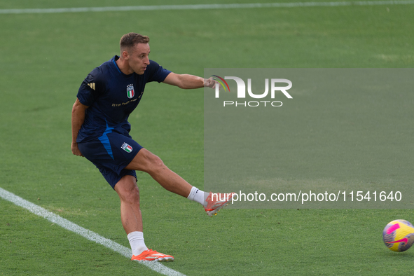 Davide Frattesi attends the Italian National Team training camp at Centro Tecnico Federale in Coverciano, Florence, Italy. 