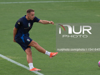 Davide Frattesi attends the Italian National Team training camp at Centro Tecnico Federale in Coverciano, Florence, Italy. (