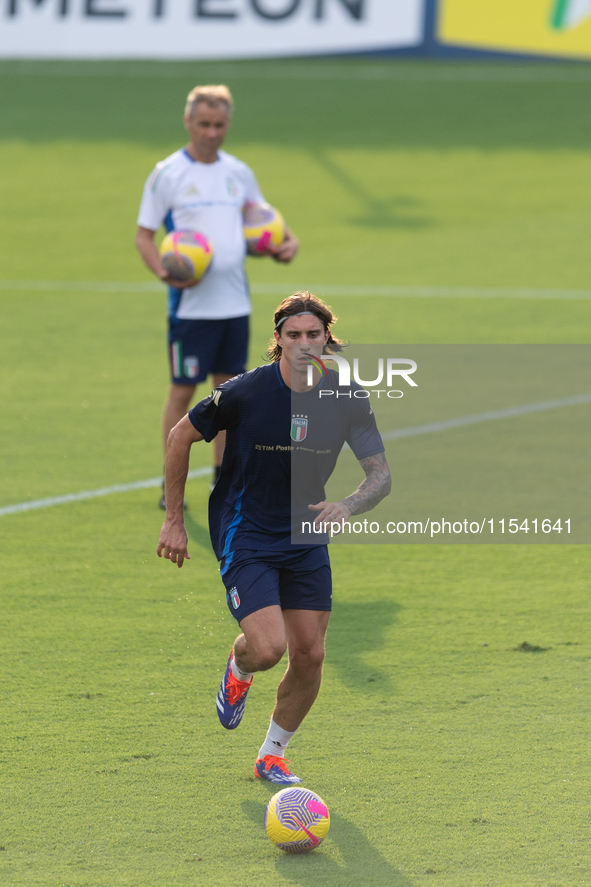 Riccardo Calafiori attends the Italian National Team training camp at Centro Tecnico Federale in Coverciano, Florence, Italy. 