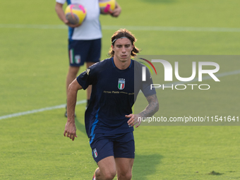 Riccardo Calafiori attends the Italian National Team training camp at Centro Tecnico Federale in Coverciano, Florence, Italy. (