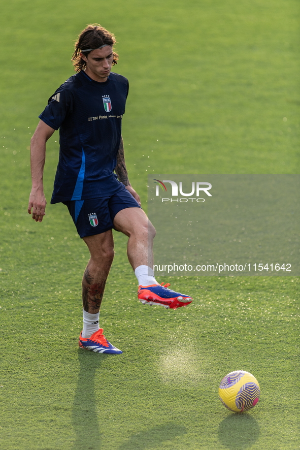 Riccardo Calafiori attends the Italian National Team training camp at Centro Tecnico Federale in Coverciano, Florence, Italy. 