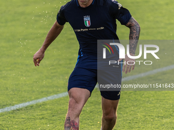 Riccardo Calafiori attends the Italian National Team training camp at Centro Tecnico Federale in Coverciano, Florence, Italy. (