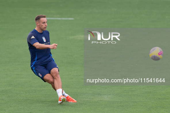 Davide Frattesi attends the Italian National Team training camp at Centro Tecnico Federale in Coverciano, Florence, Italy. 