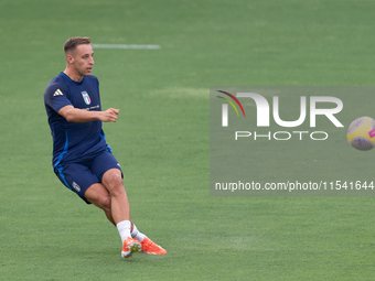 Davide Frattesi attends the Italian National Team training camp at Centro Tecnico Federale in Coverciano, Florence, Italy. (