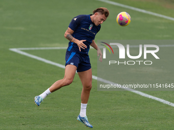 Mateo Retegui attends the Italian National Team training camp at Centro Tecnico Federale in Coverciano, Florence, Italy. (