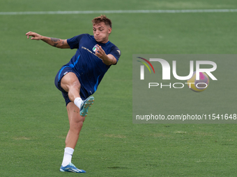 Mateo Retegui attends the Italian National Team training camp at Centro Tecnico Federale in Coverciano, Florence, Italy. (