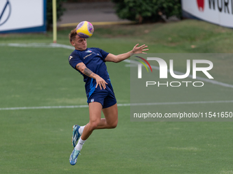 Mateo Retegui attends the Italian National Team training camp at Centro Tecnico Federale in Coverciano, Florence, Italy. (