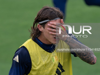 Riccardo Calafiori attends the Italian National Team training camp at Centro Tecnico Federale in Coverciano, Florence, Italy. (