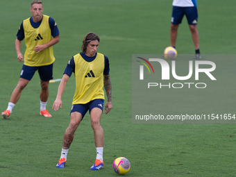 Riccardo Calafiori attends the Italian National Team training camp at Centro Tecnico Federale in Coverciano, Florence, Italy. (