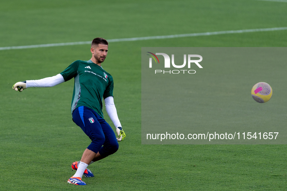 Guglielmo Vicario attends the Italian National Team training camp at Centro Tecnico Federale in Coverciano, Florence, Italy. 