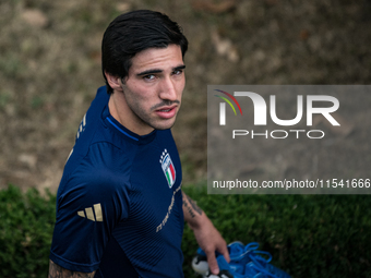 Sandro Tonali attends the Italian National Team training camp at Centro Tecnico Federale in Coverciano, Florence, Italy. (