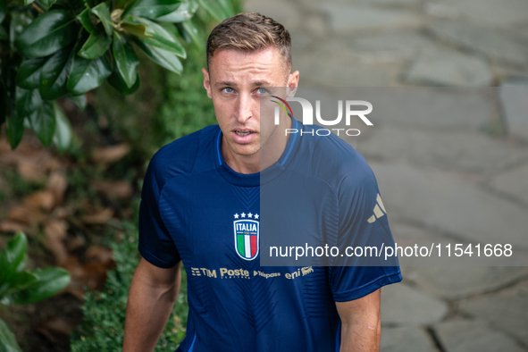 Davide Frattesi attends the Italian National Team training camp at Centro Tecnico Federale in Coverciano, Florence, Italy. 