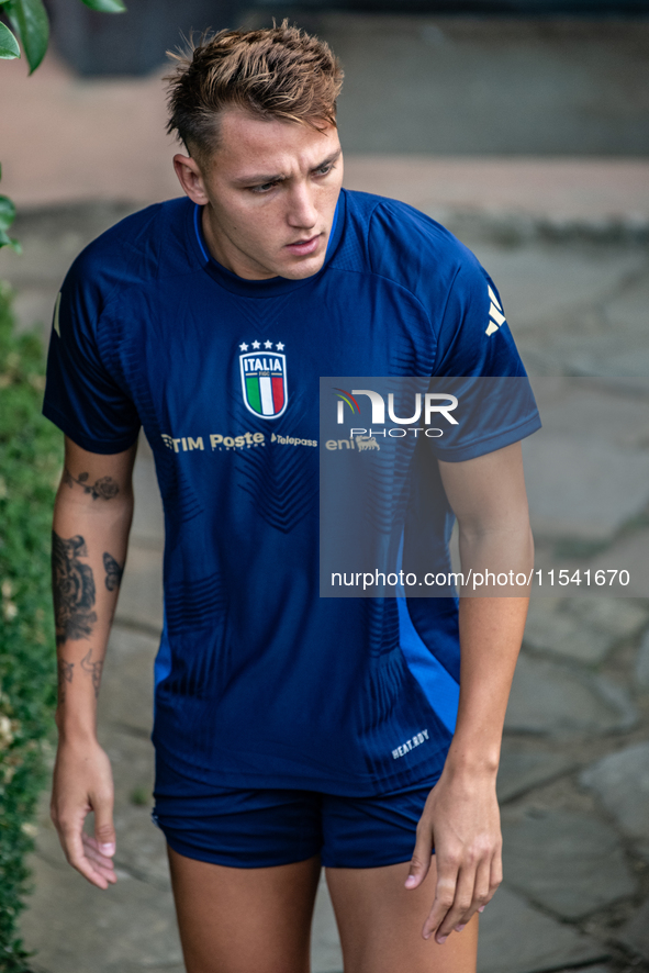 Mateo Retegui attends the Italian National Team training camp at Centro Tecnico Federale in Coverciano, Florence, Italy. 