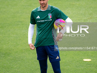 Alex Meret attends the Italian National Team training camp at Centro Tecnico Federale in Coverciano, Florence, Italy. (