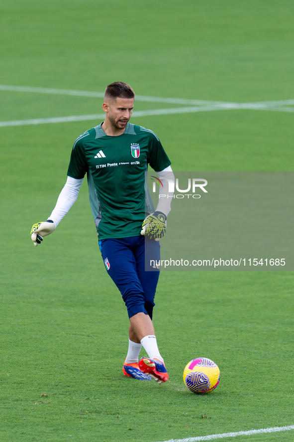 Guglielmo Vicario attends the Italian National Team training camp at Centro Tecnico Federale in Coverciano, Florence, Italy. 