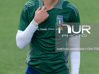 Gugliemo Vicario attends the Italian National Team training camp at Centro Tecnico Federale in Coverciano, Florence, Italy. (