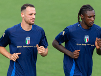 Federico Gatti and Moise Kean attend the Italian National Team training camp at Centro Tecnico Federale in Coverciano, Florence, Italy. (