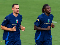 Federico Gatti and Moise Kean attend the Italian National Team training camp at Centro Tecnico Federale in Coverciano, Florence, Italy. (