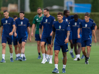 Players of Italy in action during an Italy training session at Centro Tecnico Federale di Coverciano in Florence, Italy, on September 2, 202...