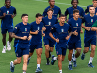 Players of Italy in action during an Italy training session at Centro Tecnico Federale di Coverciano in Florence, Italy, on September 2, 202...