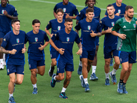 Players of Italy in action during an Italy training session at Centro Tecnico Federale di Coverciano in Florence, Italy, on September 2, 202...