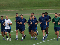 Players of Italy in action during an Italy training session at Centro Tecnico Federale di Coverciano in Florence, Italy, on September 2, 202...