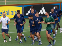 Players of Italy in action during an Italy training session at Centro Tecnico Federale di Coverciano in Florence, Italy, on September 2, 202...