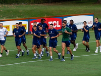 Players of Italy in action during an Italy training session at Centro Tecnico Federale di Coverciano in Florence, Italy, on September 2, 202...