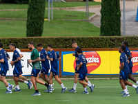 Players of Italy in action during an Italy training session at Centro Tecnico Federale di Coverciano in Florence, Italy, on September 2, 202...