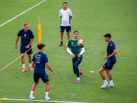 Players of Italy in action during an Italy training session at Centro Tecnico Federale di Coverciano in Florence, Italy, on September 2, 202...