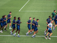 Players of Italy in action during an Italy training session at Centro Tecnico Federale di Coverciano in Florence, Italy, on September 2, 202...