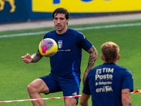 Sandro Tonali and Marco Brescianini attend the Italian National Team training camp at Centro Tecnico Federale in Coverciano, Florence, Italy...