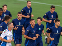 Players of Italy in action during an Italy training session at Centro Tecnico Federale di Coverciano in Florence, Italy, on September 2, 202...