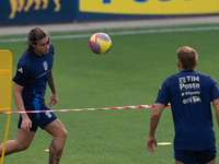 Riccardo Calafiori and Marco Brescianini attend the Italian National Team training camp at Centro Tecnico Federale in Coverciano, Florence,...