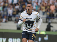 Rogelio Funes Mori #29 of Pumas celebrates after scoring a goal during Matchday 6 against Tigres as part of the Torneo de Apertura 2024 Liga...