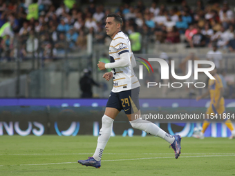 Rogelio Funes Mori #29 of Pumas celebrates after scoring a goal during Matchday 6 against Tigres as part of the Torneo de Apertura 2024 Liga...