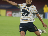 Ruben Duarte #5 of Pumas kicks the ball during Matchday 6 against Tigres as part of the Torneo de Apertura 2024 Liga MX at Estadio Olimpico...