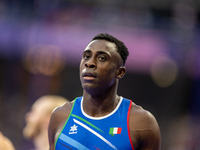 Maxcel Amo Manu of Italy reacts after winning the silver medal in the Men's 100m - T64 Final at Stade de France during the Paris 2024 Paraly...