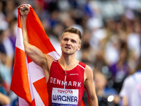 Daniel Wagner of Denmark reacts after winning the silver medal in the Men's 100m - T63 Final at Stade de France during the Paris 2024 Paraly...