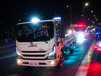 Truckers take part in a demonstration against the rise of fuel prices in Bogota, Colombia, on September 2, 2024. (