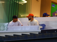 NBA star Stephen Curry sits in the owner's box during the baseball game against the Boston Red Sox at Citi Field in Corona, N.Y., on Septemb...