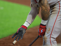 Boston Red Sox Jarren Duran #16 drops the stick while on deck during the eighth inning of the baseball game against the New York Mets at Cit...