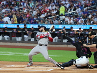 Boston Red Sox player Wilyer Abreu #52 gets out of the way of a pitch during the first inning of the baseball game against the New York Mets...