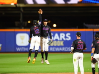 The New York Mets celebrate after their 4-1 win against the Boston Red Sox at Citi Field in Corona, N.Y., on September 2, 2024. (