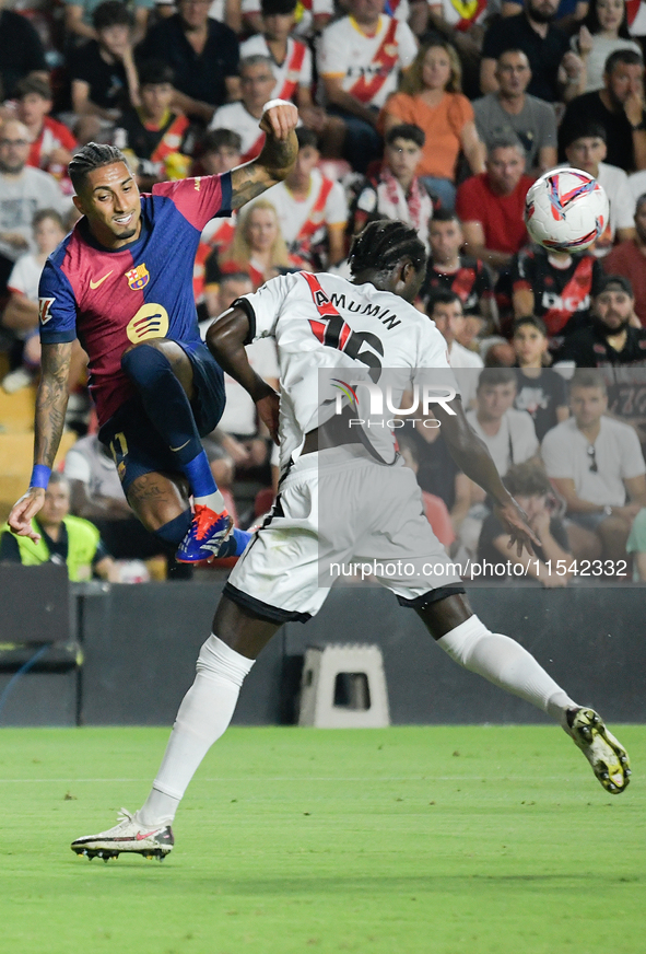 Match between Rayo Vallecano and FC Barcelona at Estadio de Vallecas in Madrid, Spain, on August 27, 2024. 