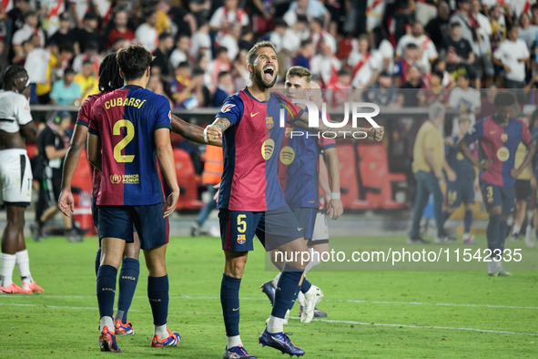 Inigo Martinez of Barcelona during the La Liga match between Rayo Vallecano and FC Barcelona at Estadio de Vallecas in Madrid, Spain, on Aug...